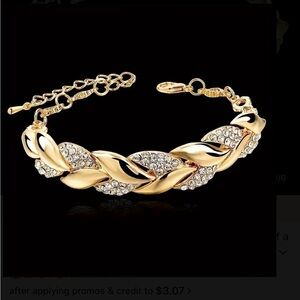 Golden Crystal Braided Link Bracelet - Women Jewelry